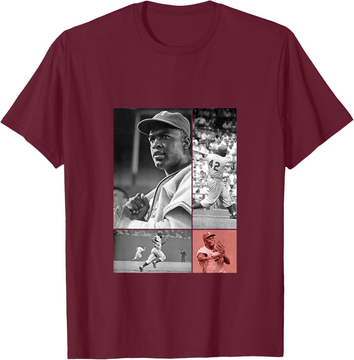 Jackie Robinson_Baseball_035 T-Shirt - T-Shirt | Maroon
