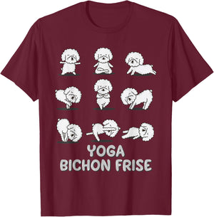 Yoga Bichon Frise Shirt Spiritual Zen Meditation Dog Lover T-Shirt - T-Shirt | Maroon