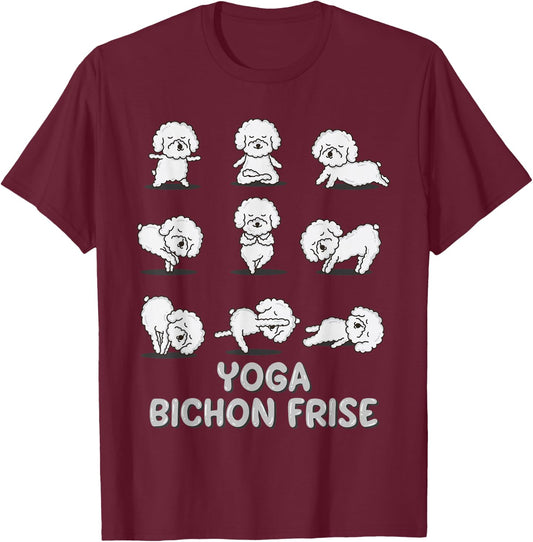 Yoga Bichon Frise Shirt Spiritual Zen Meditation Dog Lover T-Shirt - T-Shirt | Maroon