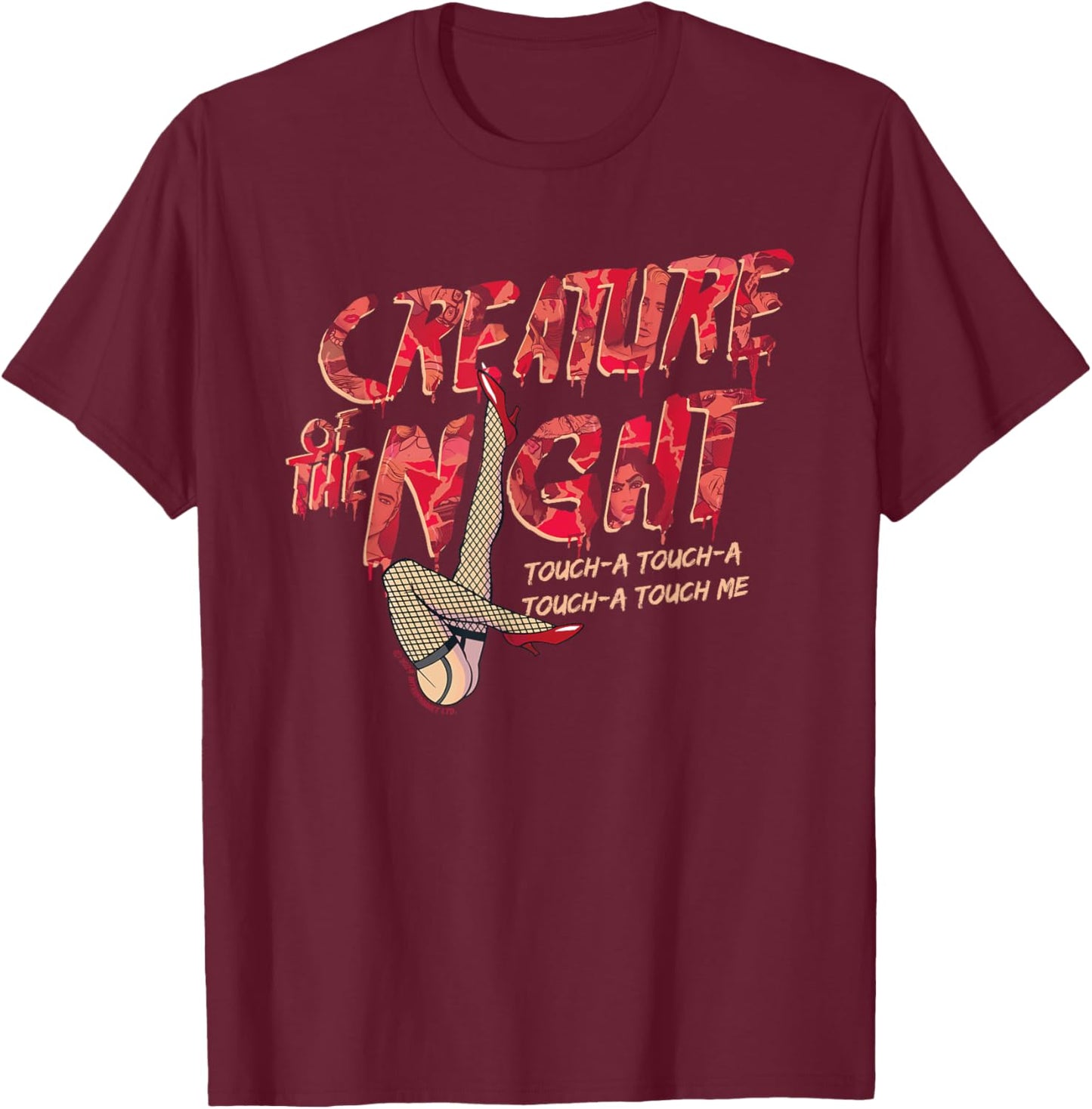 Rocky Horror Show Creature Of The Night Legs Touch-A Light T-Shirt - T-Shirt | Maroon