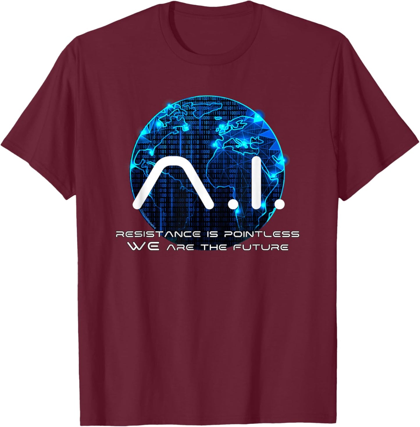 Funny AI Singularity Conspiracy Theory Machine Learning AI T-Shirt - T-Shirt | Maroon