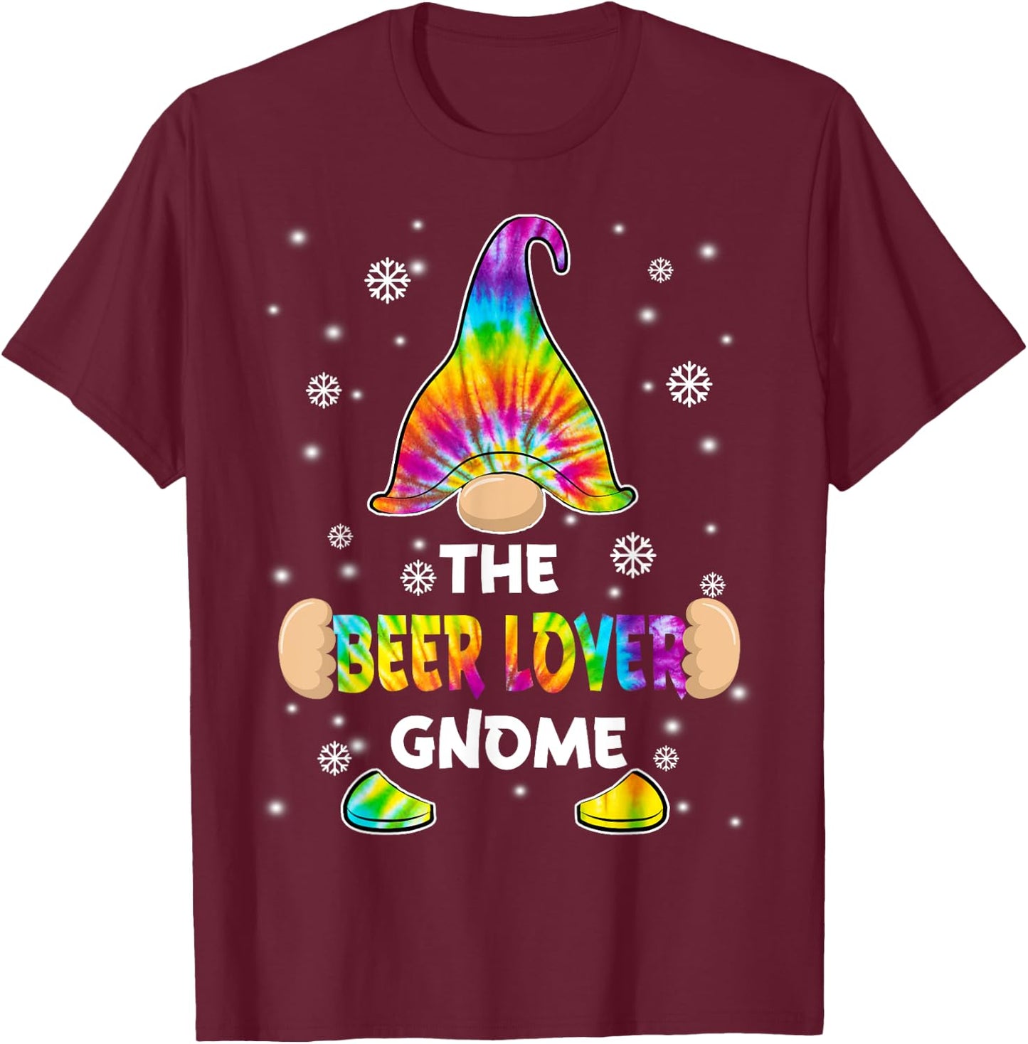 Beer Lover Gnome Merry Christmas Tie Dye Pajamas T-Shirt - T-Shirt | Maroon