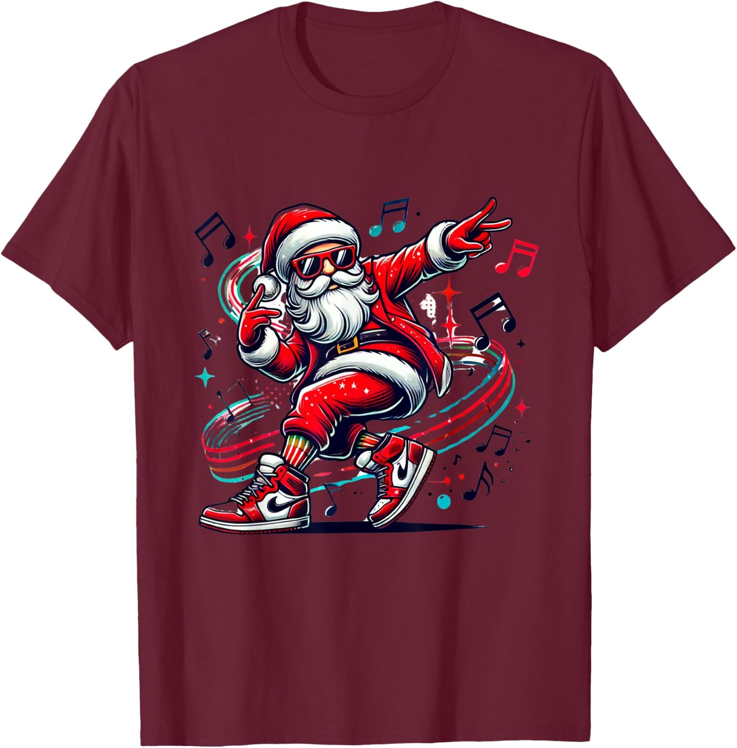 Christmas Santa Hip Hop Dance Funny Xmas T-Shirt - T-Shirt | Maroon