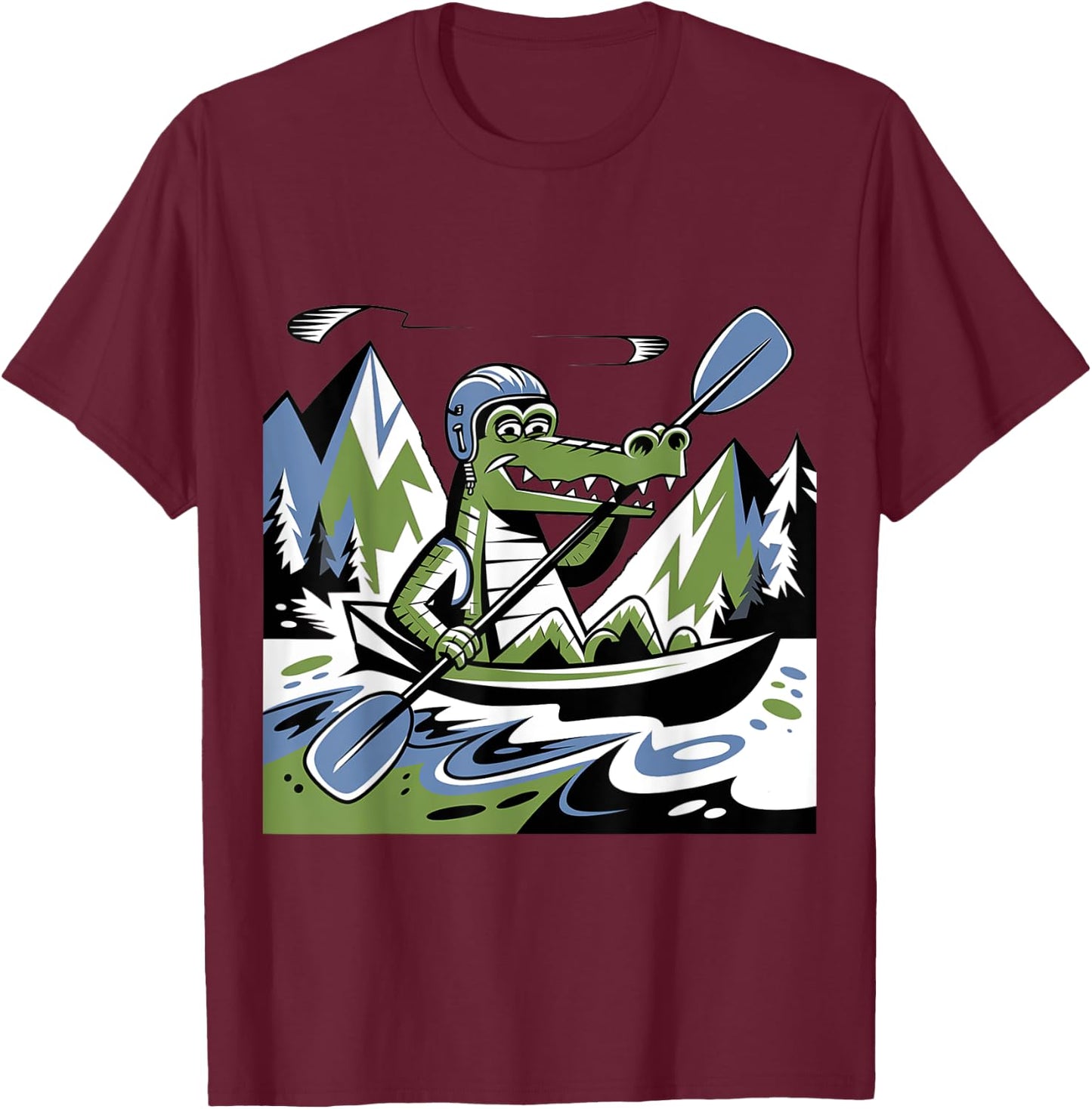 Funny Cool Alligator Kayaking Abstract T-Shirt - T-Shirt | Maroon