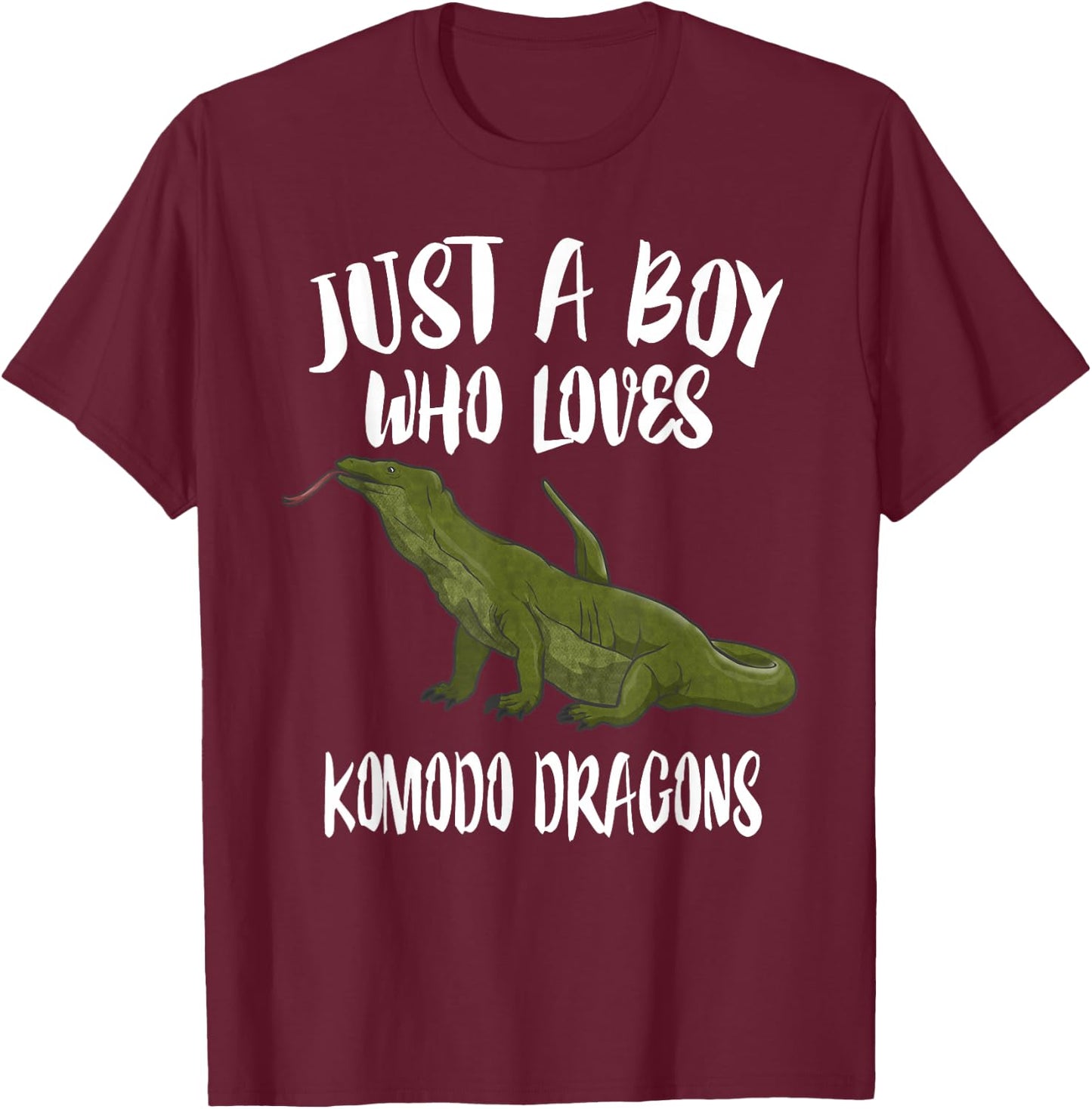 Just A Boy Who Loves Komodo Dragons Animal Gift T-Shirt - T-Shirt | Maroon
