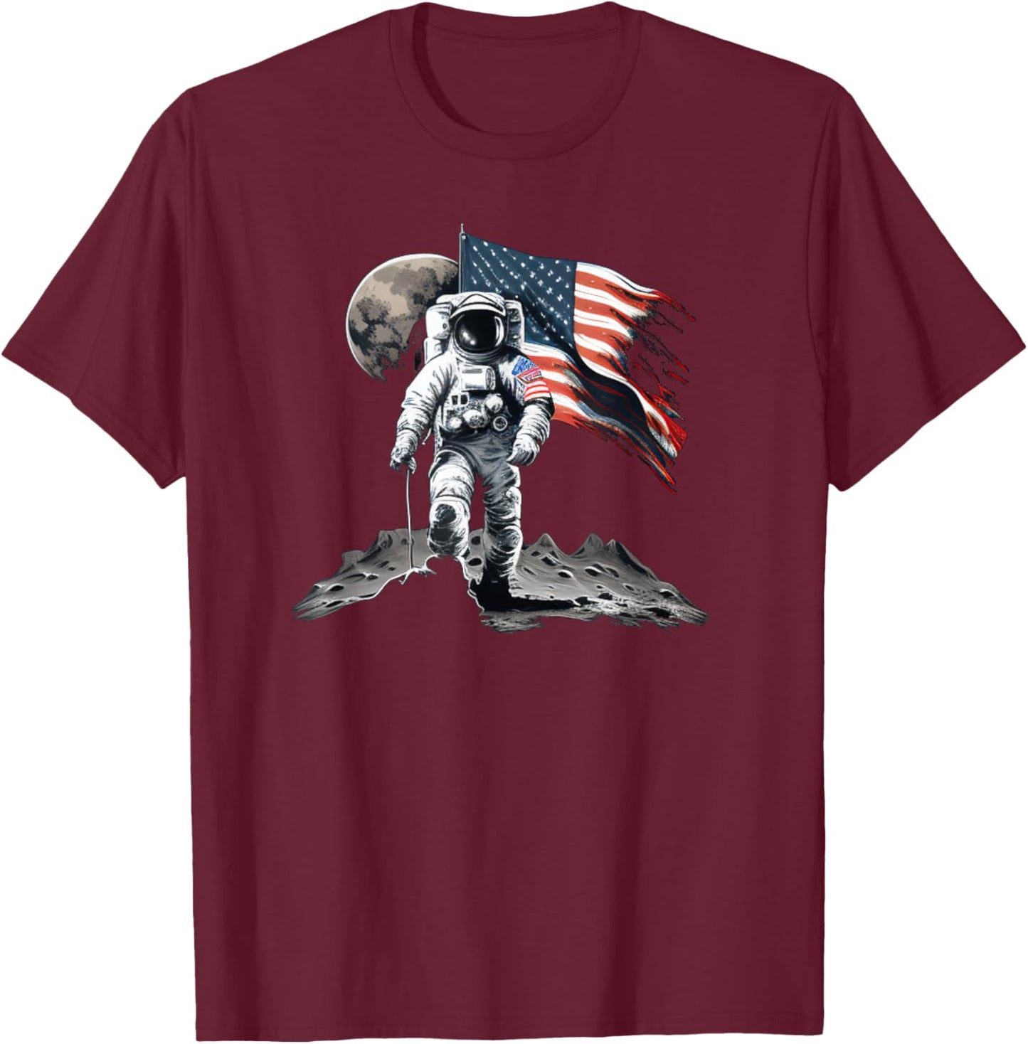 Cool Walking on Moon for Space Lovers T-Shirt - T-Shirt | Maroon
