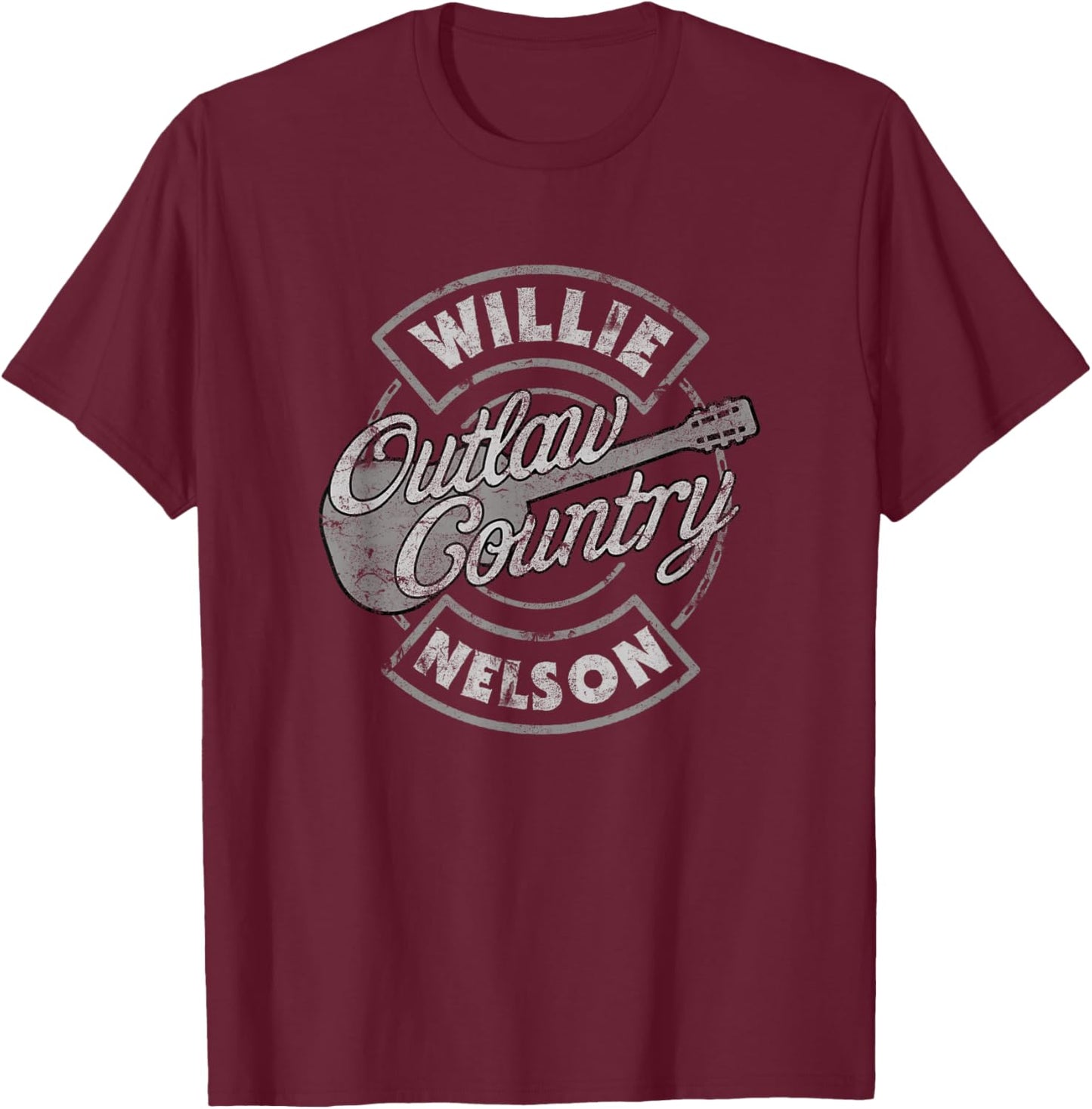 Official Willie Nelson Outlaw Country T-Shirt - T-Shirt | Maroon