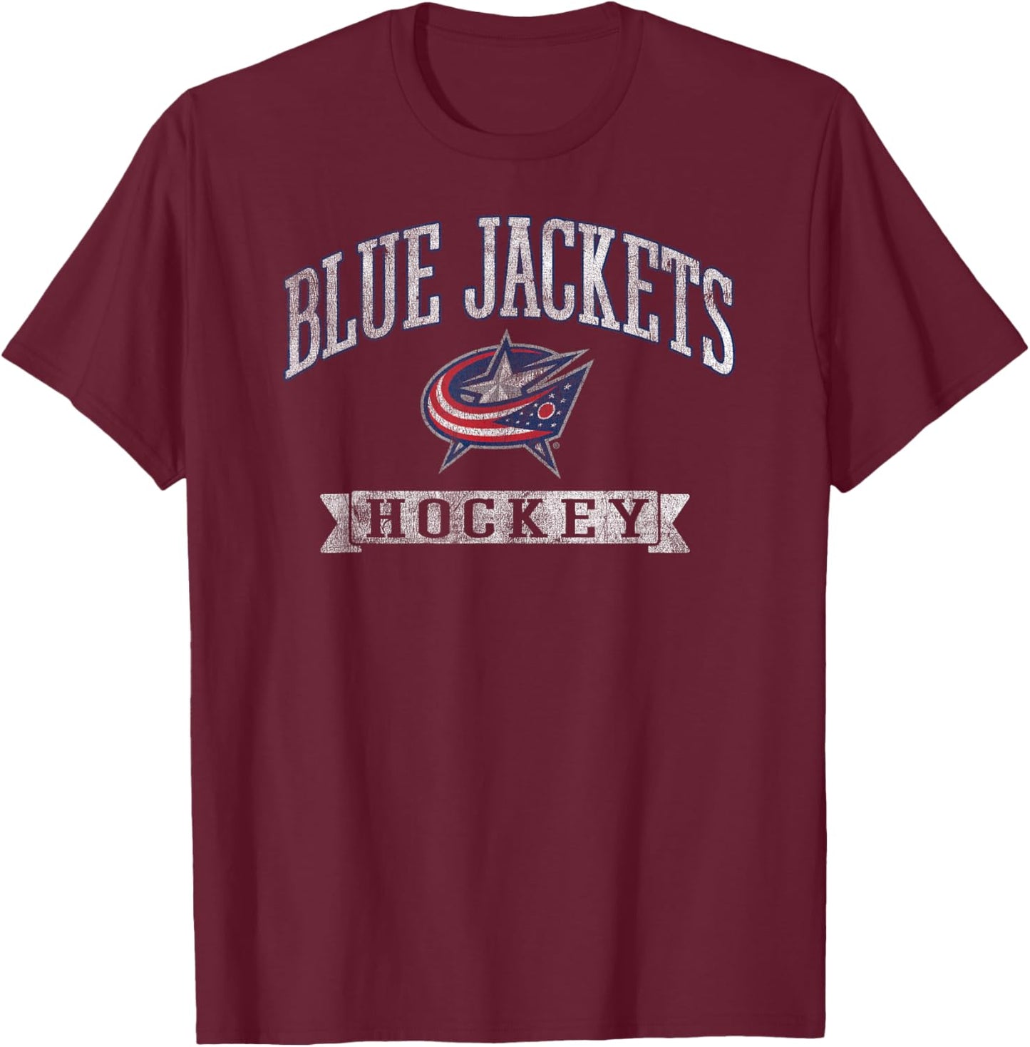 Columbus Blue Jackets Vintage Hockey Dark Heather Licensed T-Shirt - T-Shirt | Maroon