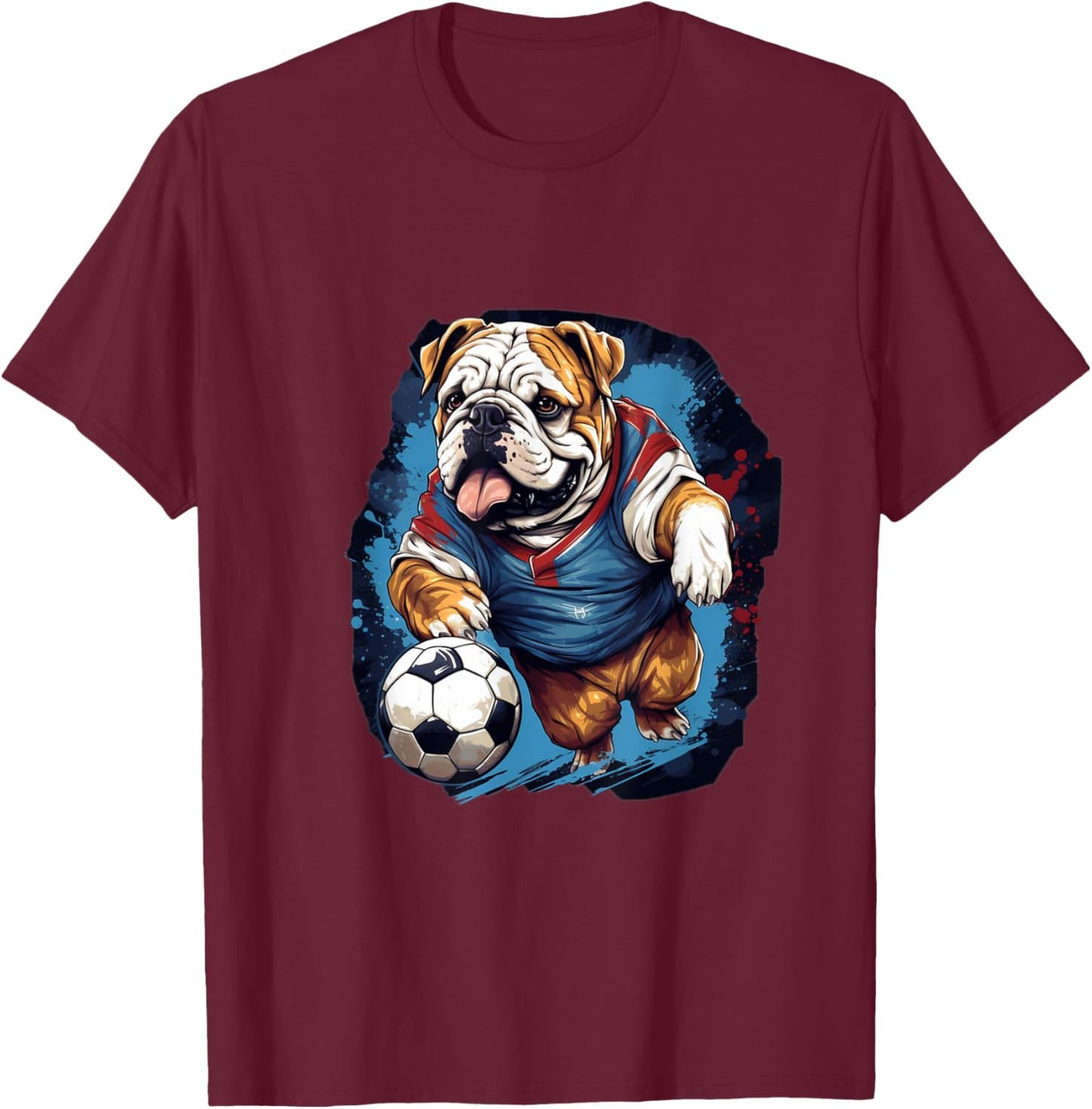 English Bulldog Soccer - English Bulldog T-Shirt - T-Shirt | Maroon