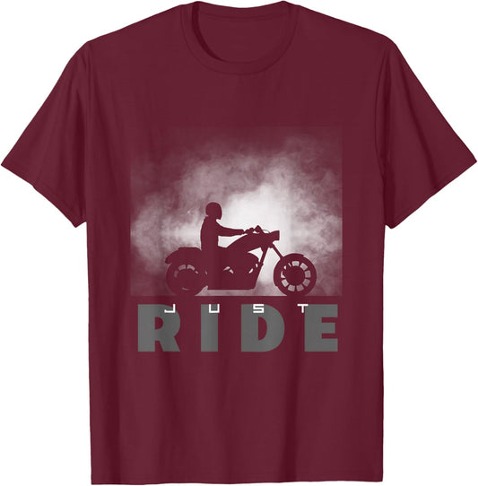 Just Ride Motorcycle Apparel - Biker Motorcycle T-Shirt - T-Shirt | Maroon