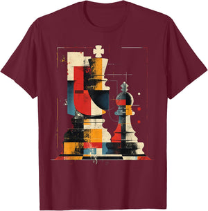Artsy Chess player on Abstract Art Chess T-Shirt - T-Shirt | Maroon