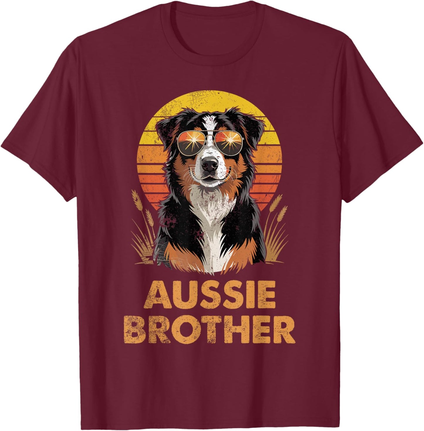 Retro Australian Shepherd Brother Funny Vintage Dog Owner T-Shirt - T-Shirt | Maroon
