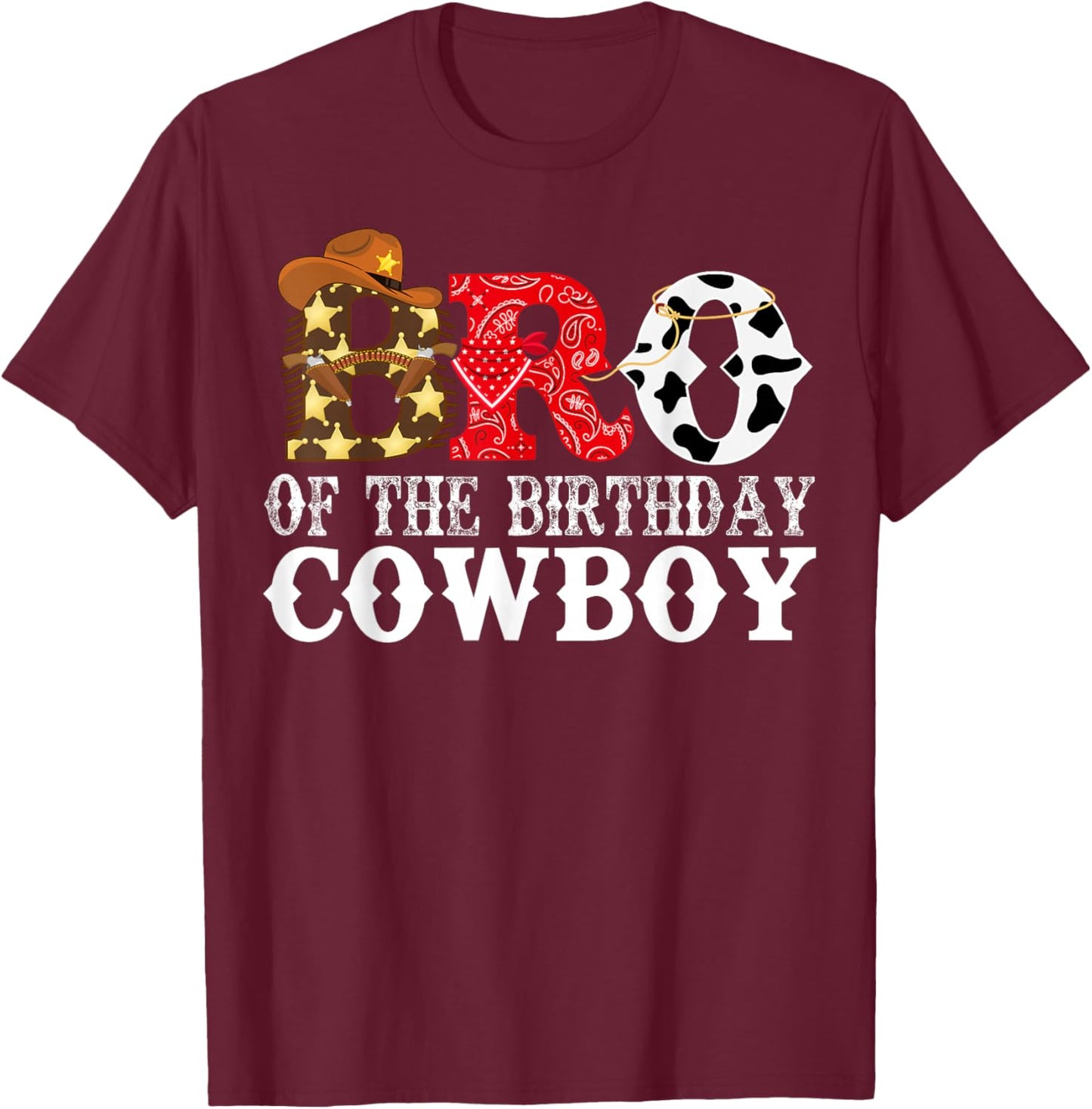 Brother Bro 1st Birthday Cowboy Western Rodeo Party Matching T-Shirt - T-Shirt | Maroon