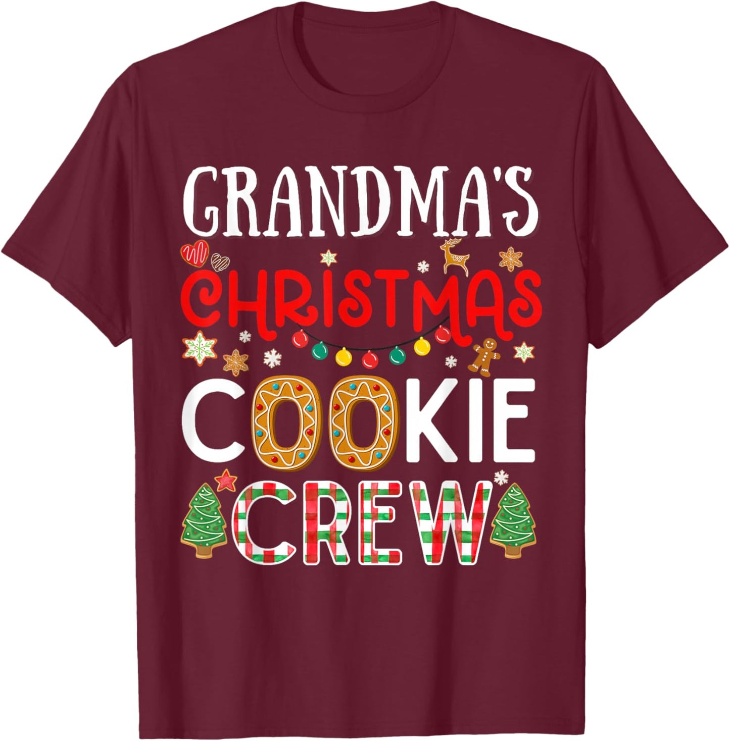 Grandma Christmas Cookie Crew Funny Family Baking Party Cute T-Shirt - T-Shirt | Maroon
