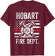 Hobart Indiana Fire Department Thin Red Line Fireman T-Shirt - T-Shirt | Maroon
