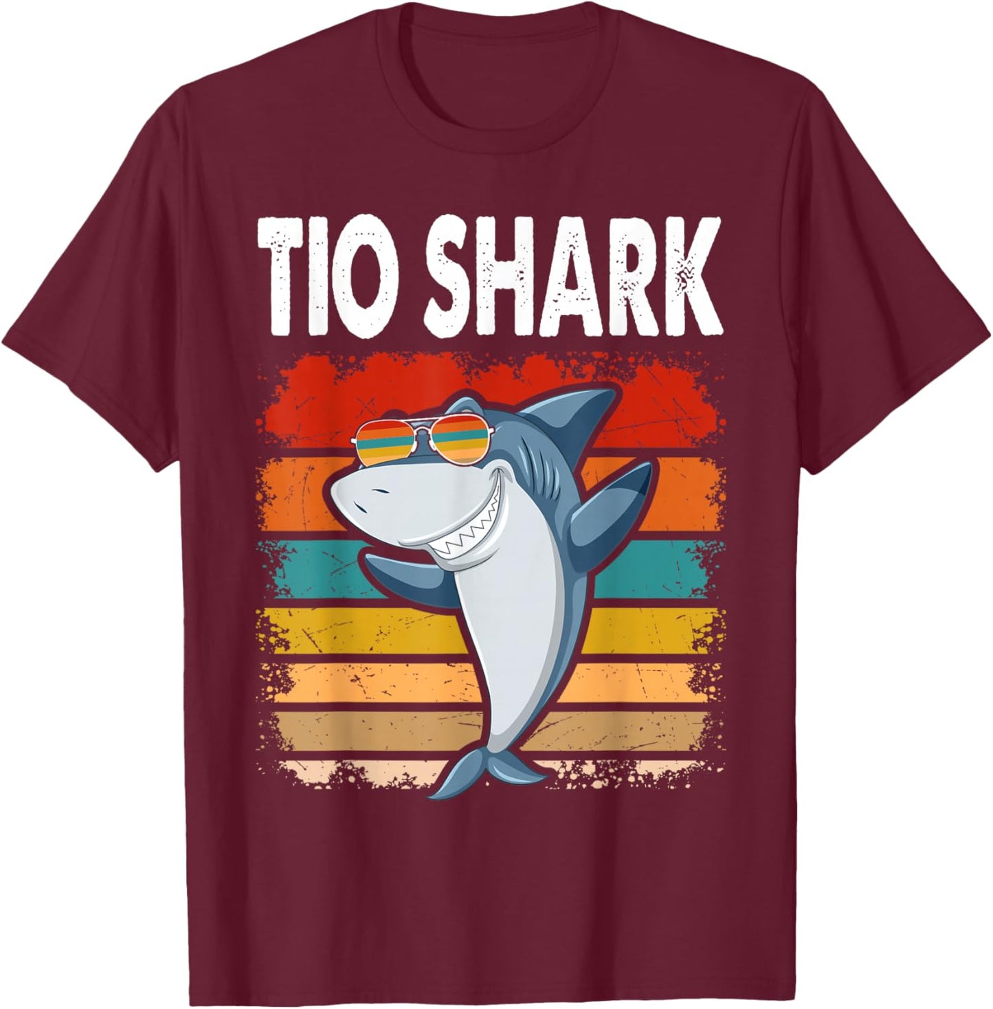 Tio Shark Funny Spanish Uncle Vintage T-Shirt - T-Shirt | Maroon