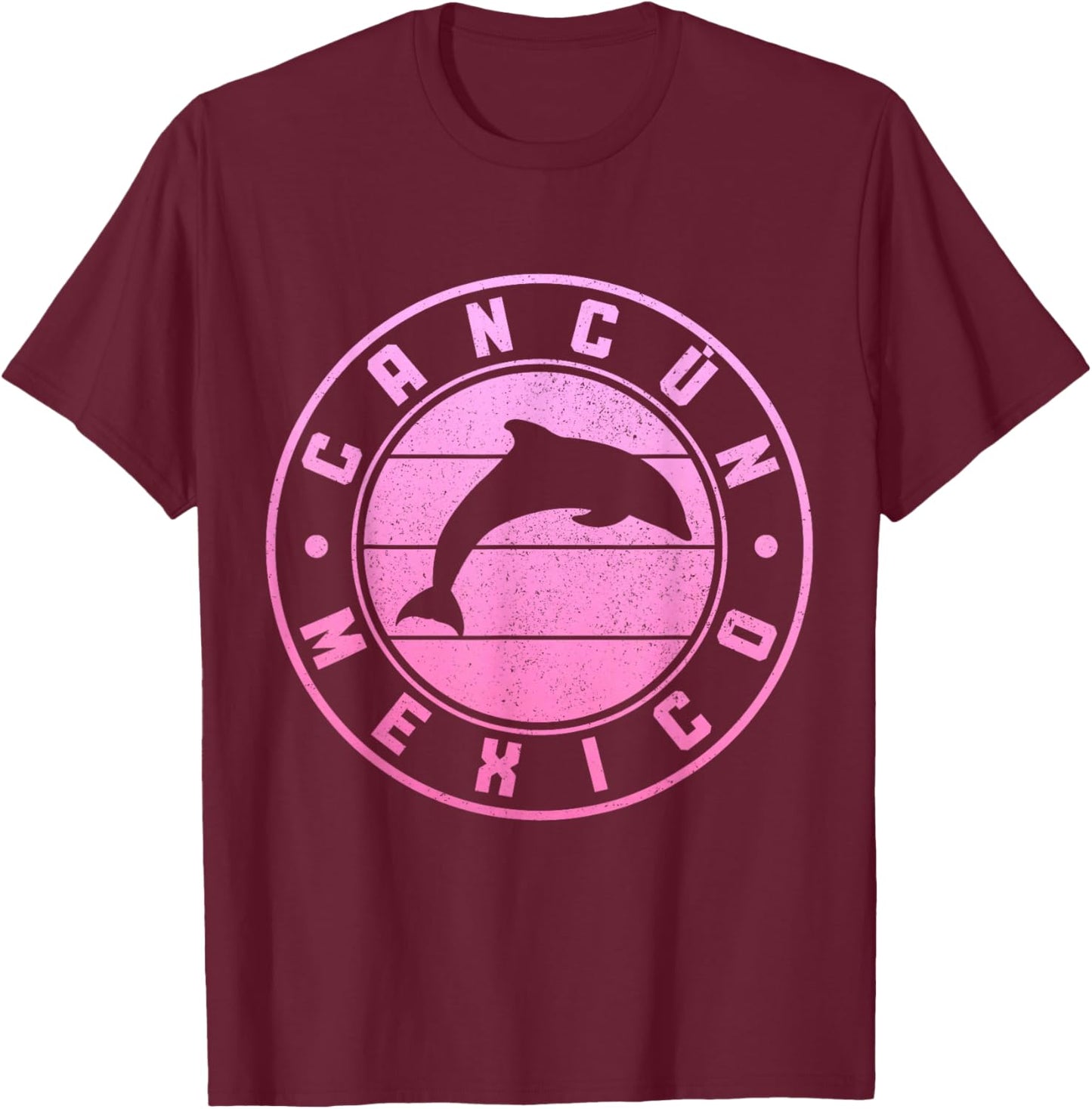 Cancun Mexico Dolphin Souvenir Vintage T-Shirt - T-Shirt | Maroon