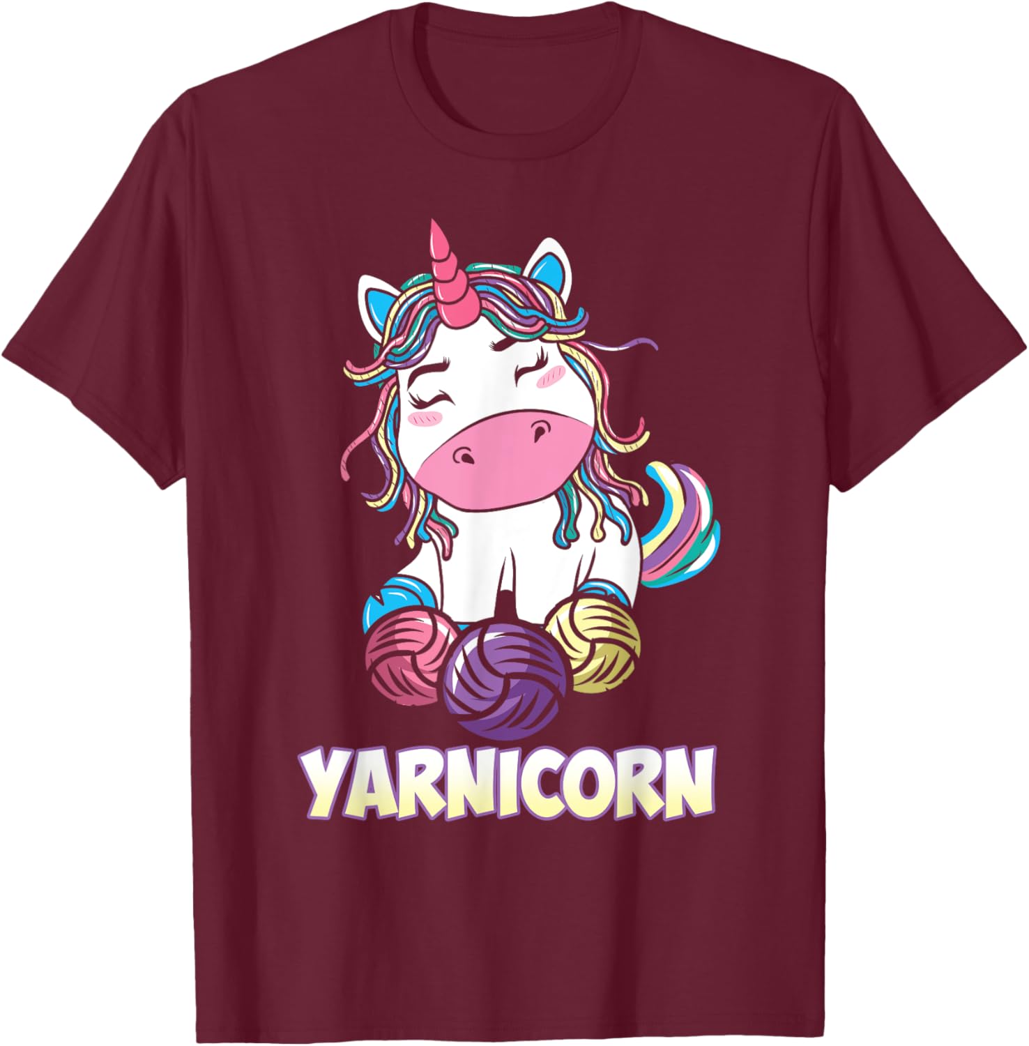 Yarnicorn Unicorn Yarn Art Knitting Lover T-Shirt - T-Shirt | Maroon