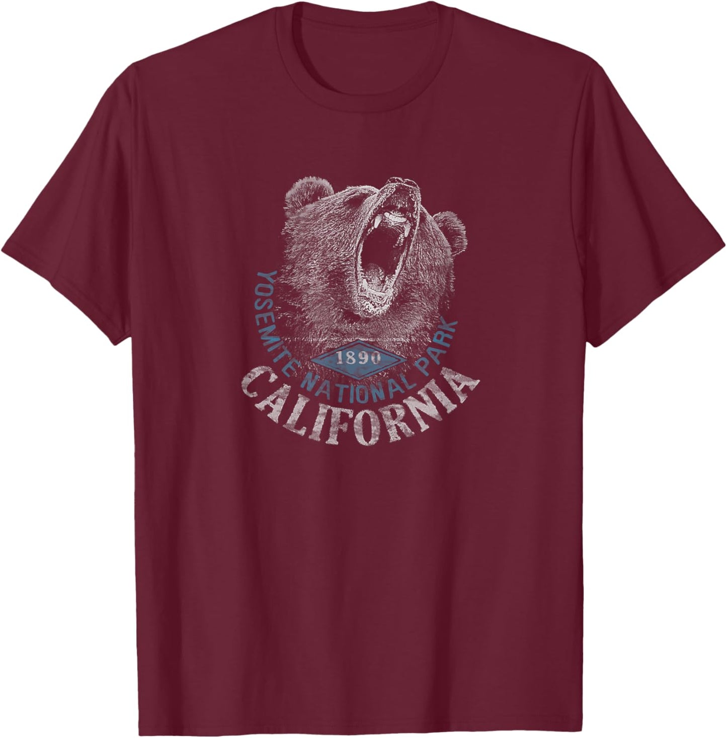Yosemite National Park Bear Graphic T-Shirt - T-Shirt | Maroon
