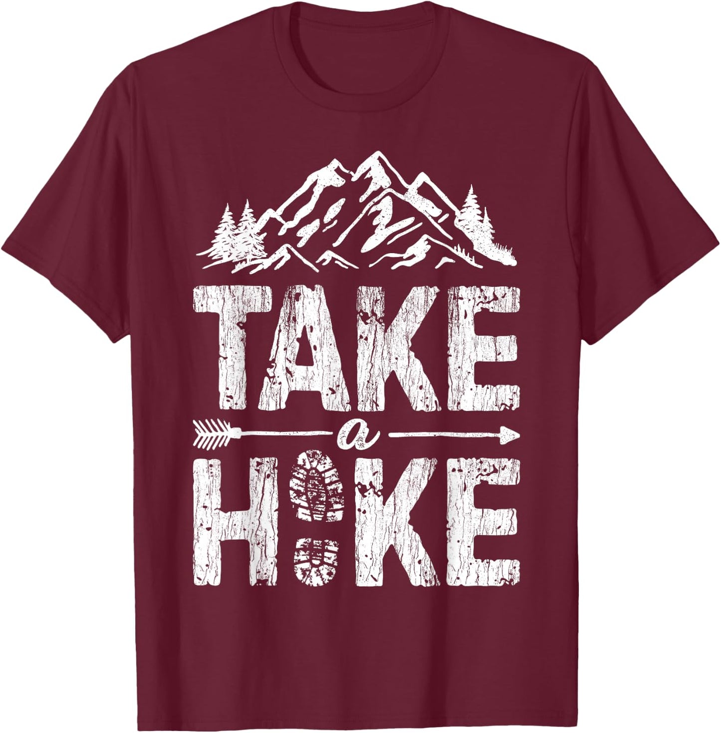 Take A Hike Outdoor Hiking Nature Hiker Vintage Men Women T-Shirt - T-Shirt | Maroon