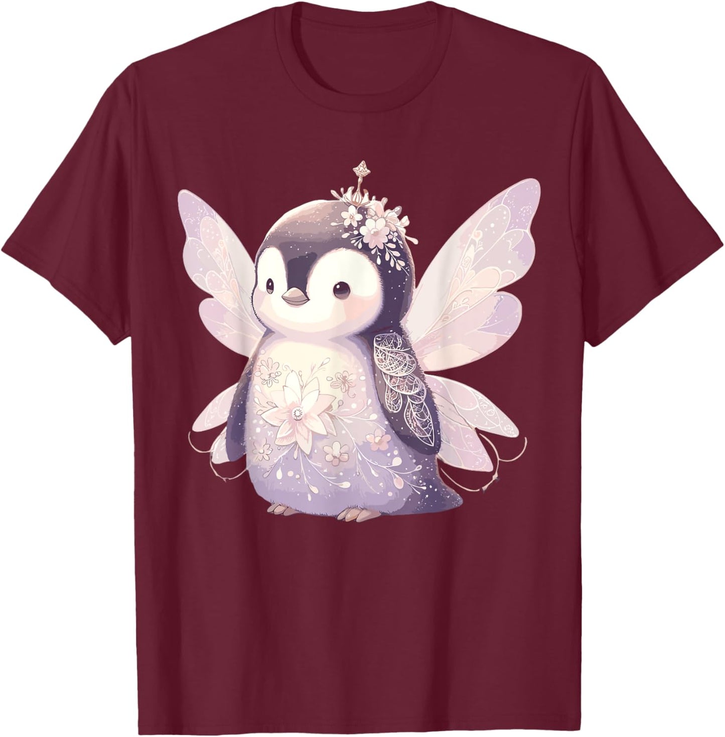 Cute Fairy Fairycore Aesthetic Penguin Lover Apparel Penguin T-Shirt - T-Shirt | Maroon