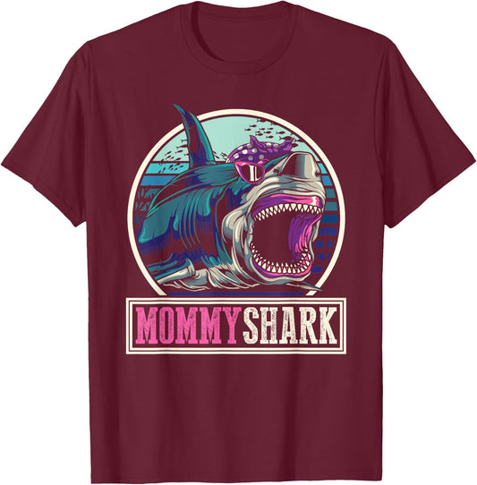 Ocean Animal Family Mom Gift Sea Monster Mommy Shark T-Shirt - T-Shirt | Maroon
