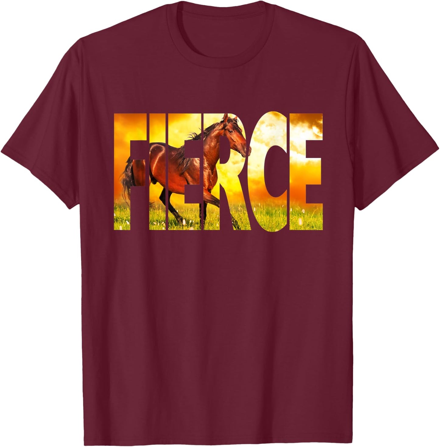 FIERCE Horse Shirt - Arabian Bay Stallion T-Shirt - T-Shirt | Maroon
