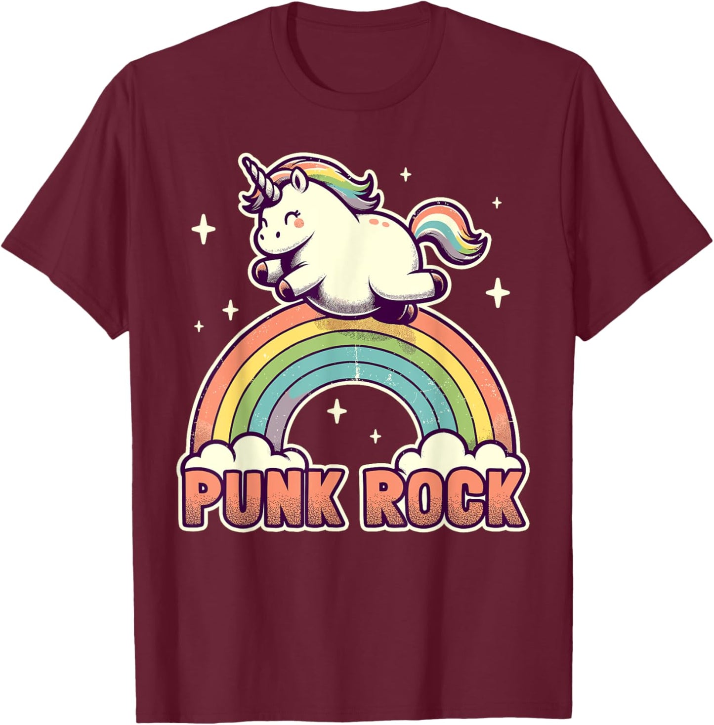 Punk Rock Unicorn I Punk Rock T-Shirt - T-Shirt | Maroon