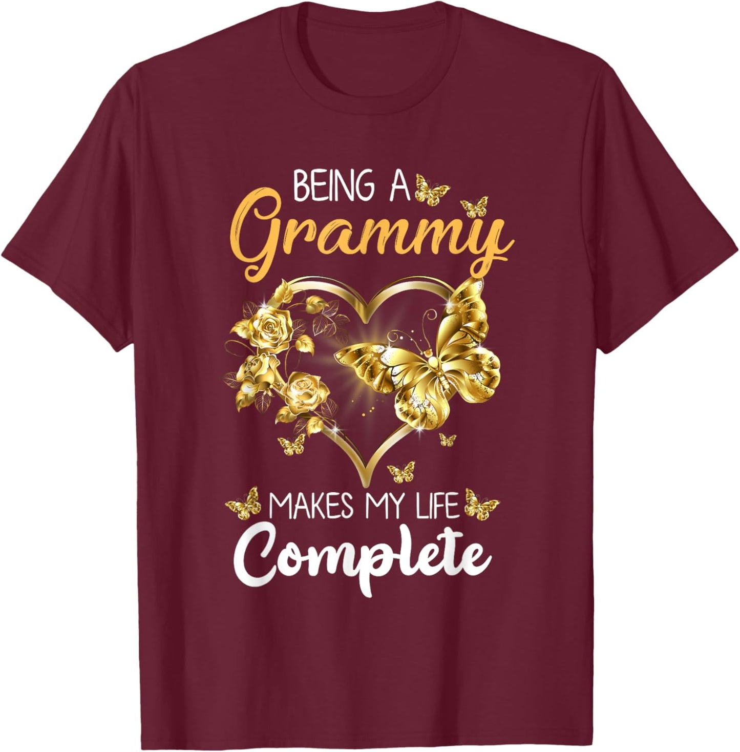 Being A Grammy Makes My Life Complete Announcement Funny T-Shirt - T-Shirt | Maroon