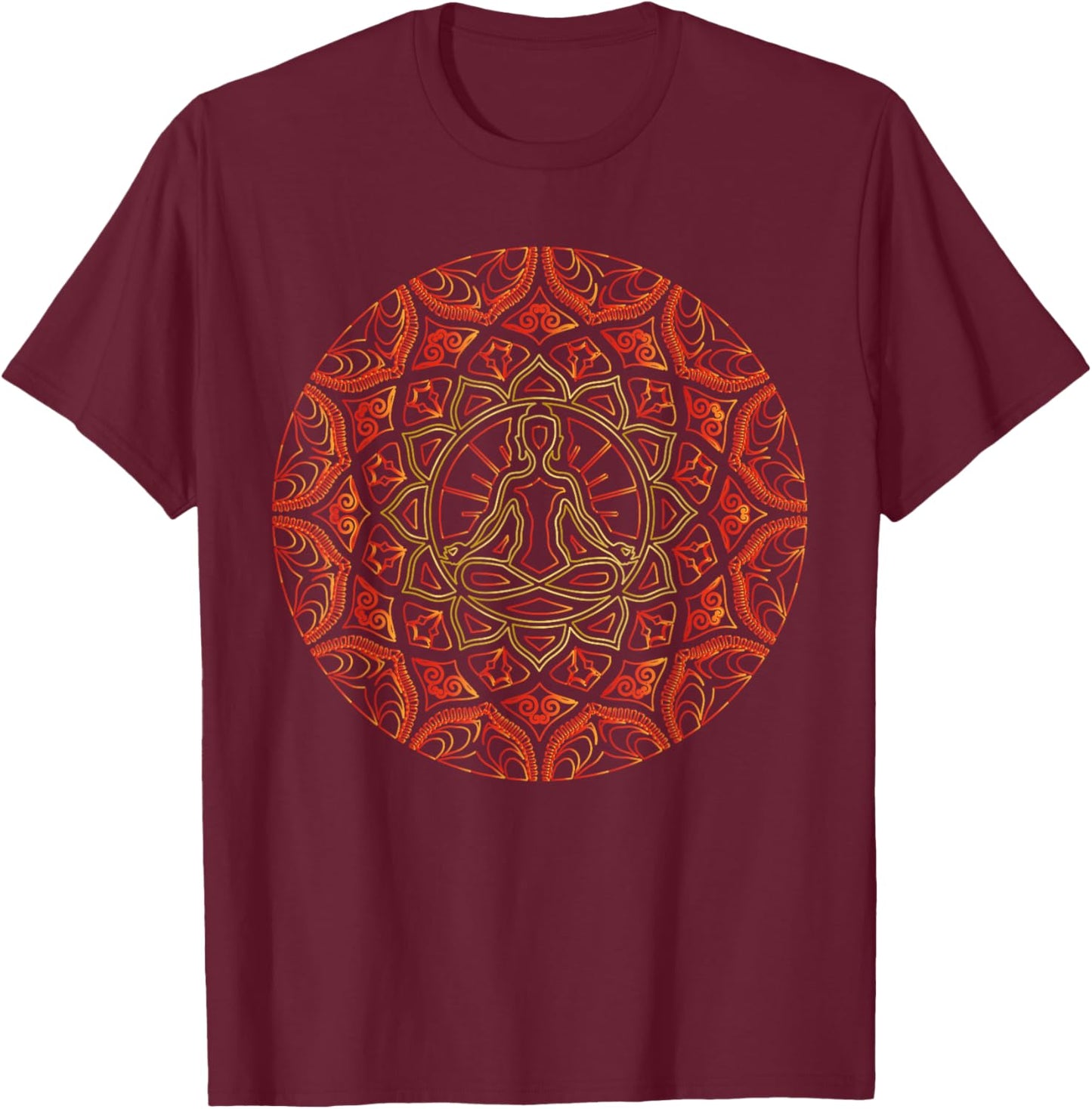 Buddha Mandala Sacred Geometry T-Shirt - T-Shirt | Maroon