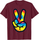 Tie Dye Peace Sign Hand | V Symbol 60s 70s 80s T-Shirt - T-Shirt | Maroon