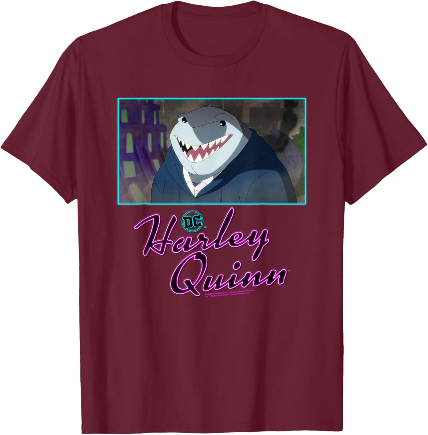Harley Quinn King Shark Close-up T-Shirt - T-Shirt | Maroon