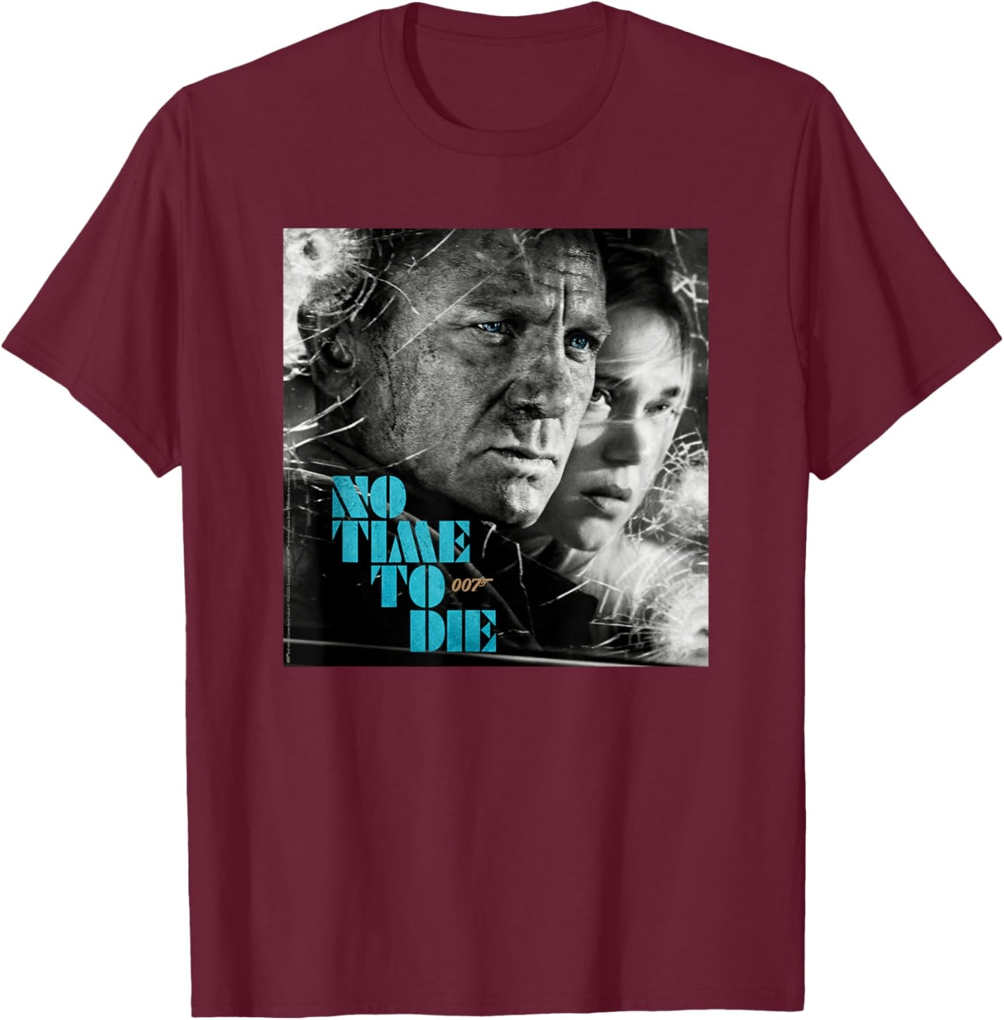 Official James Bond 007 No Time to Die T-Shirt - T-Shirt | Maroon