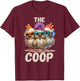 Rustic Charm by Steel Living Ultd. The Coop Chicken Trio - -Adults, Black, Small, Short Sleeve T-Shirt - T-Shirt | Maroon