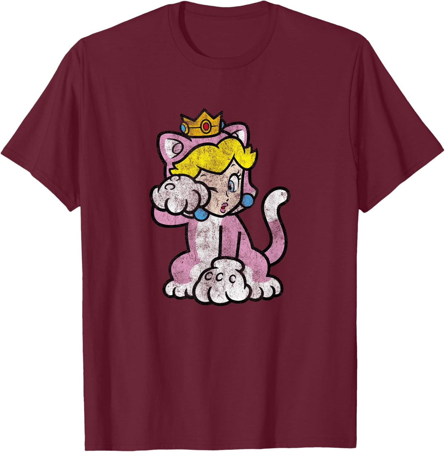 Super Mario 3D Bowser's Fury Princess Peach Cat Portrait T-Shirt - T-Shirt | Maroon