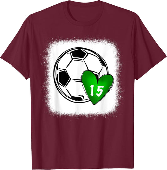 Custom Soccer Mom Number 15 Heart for Mom, Mommy T-Shirt - T-Shirt | Maroon
