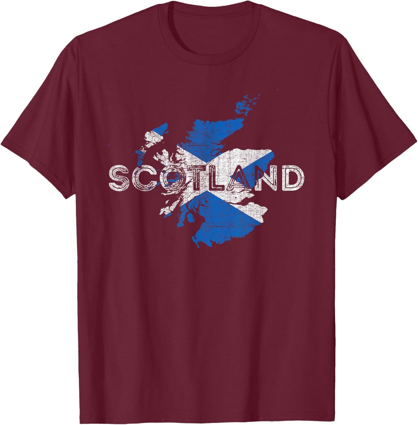 Scottish Map and Flag Souvenir - Distressed Scotland T-Shirt - T-Shirt | Maroon