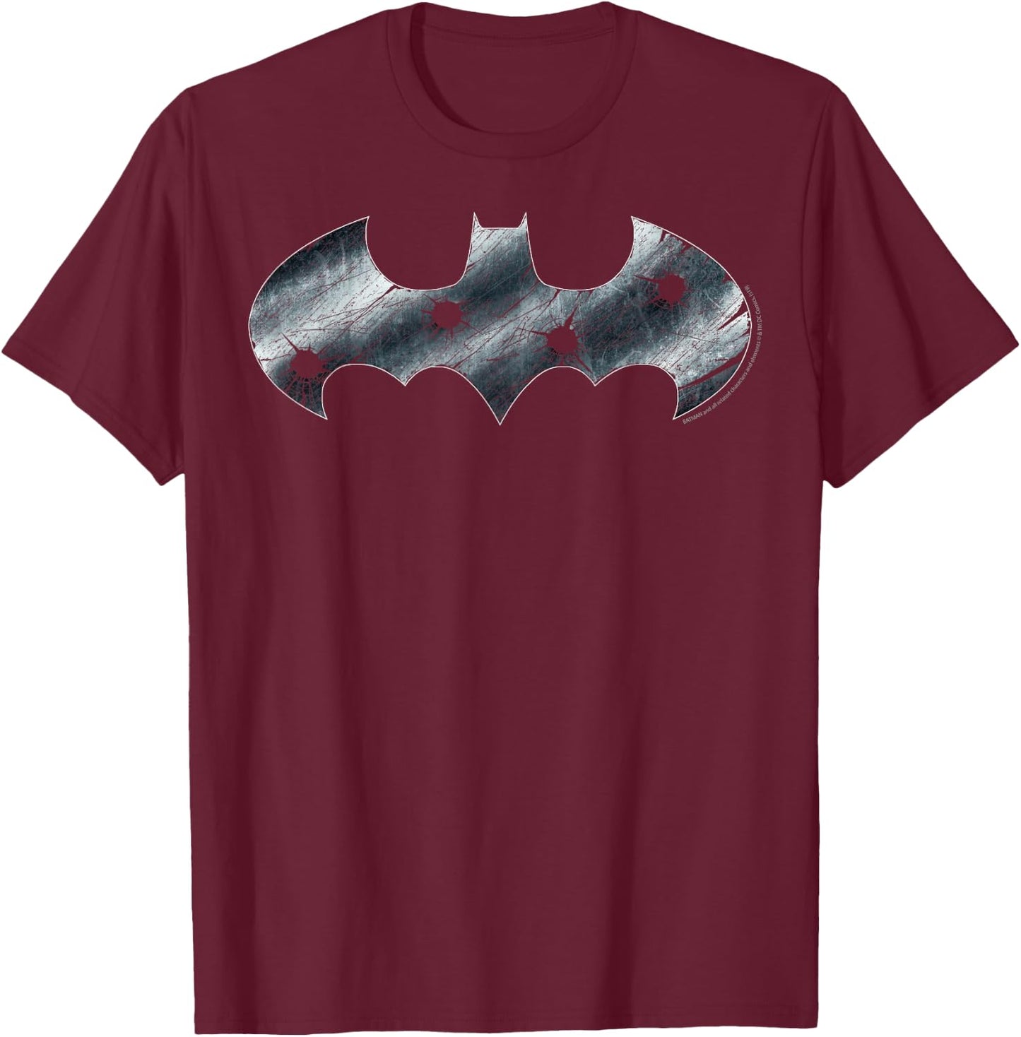 DC Comics Batman Steel Logo T-Shirt - T-Shirt | Maroon