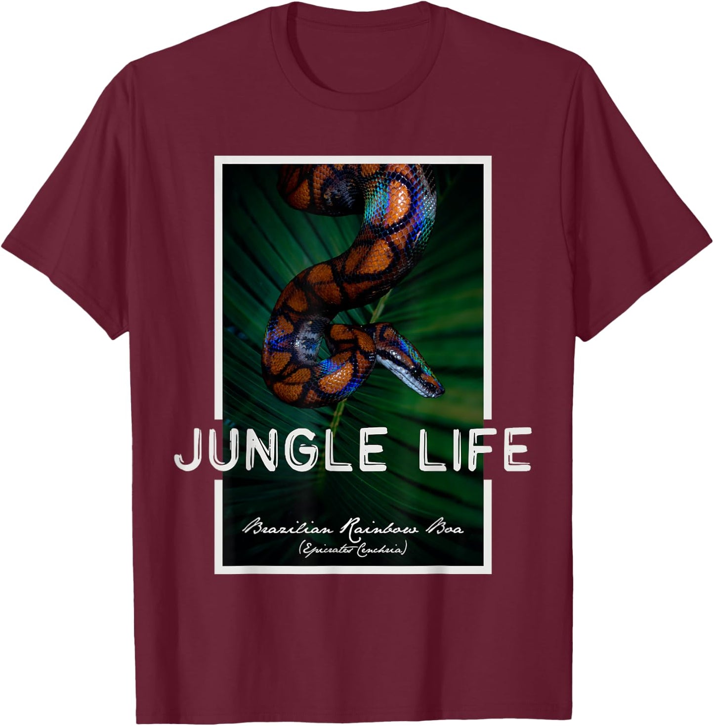 Brazilian Rainbow Boa Snake Keeper Jungle Life T-Shirt - T-Shirt | Maroon