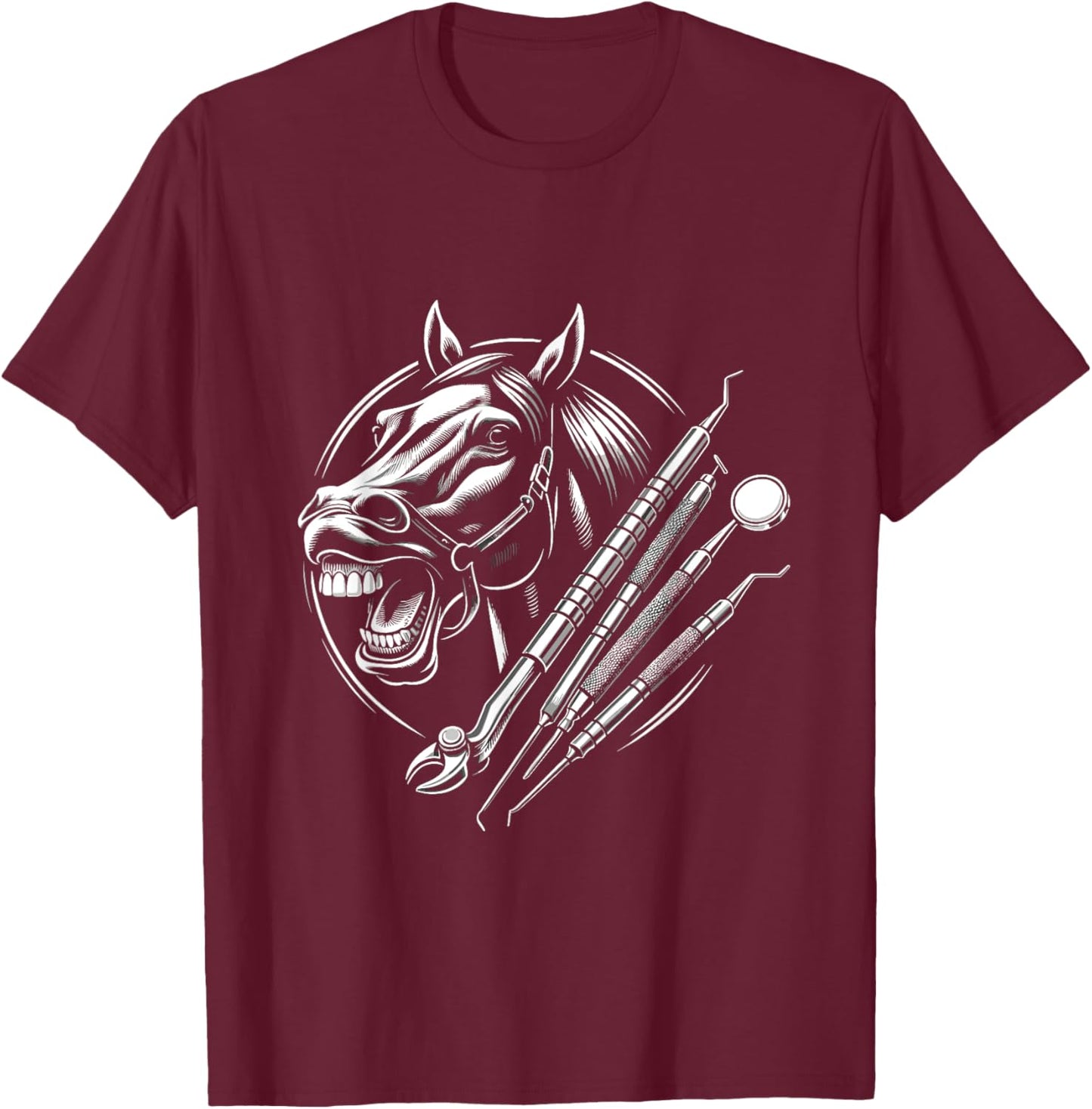 Equine Dentistry Horse Lover Designs T-Shirt - T-Shirt | Maroon