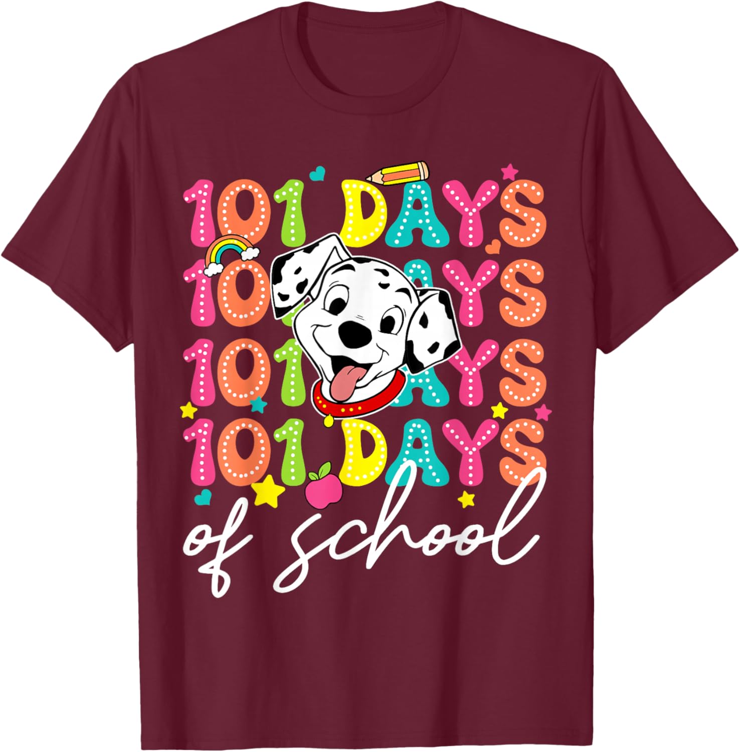 100 Days Of School Dalmatian Dog Boys 100th Day Of School T-Shirt - T-Shirt | Maroon
