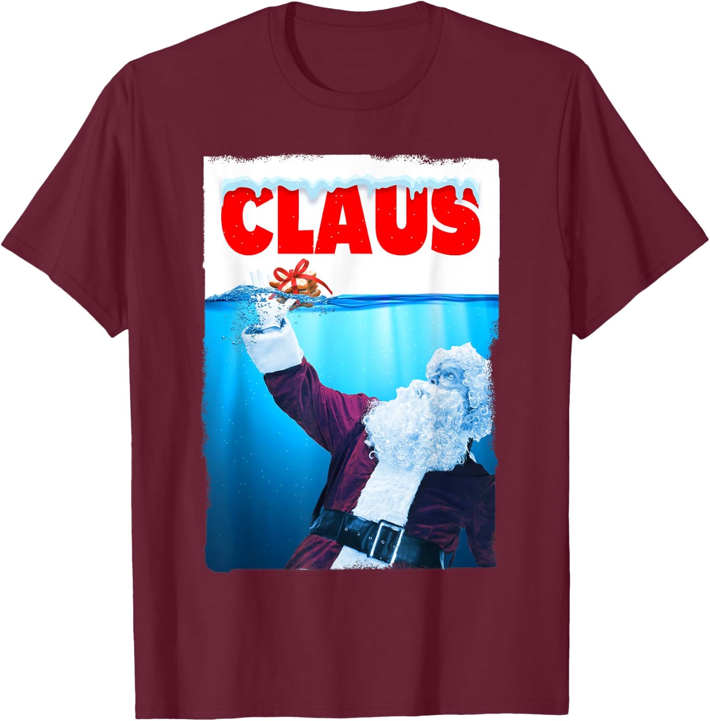 Santa Claus Christmas Cookie Women Kids Shark Lovers T-Shirt - T-Shirt | Maroon
