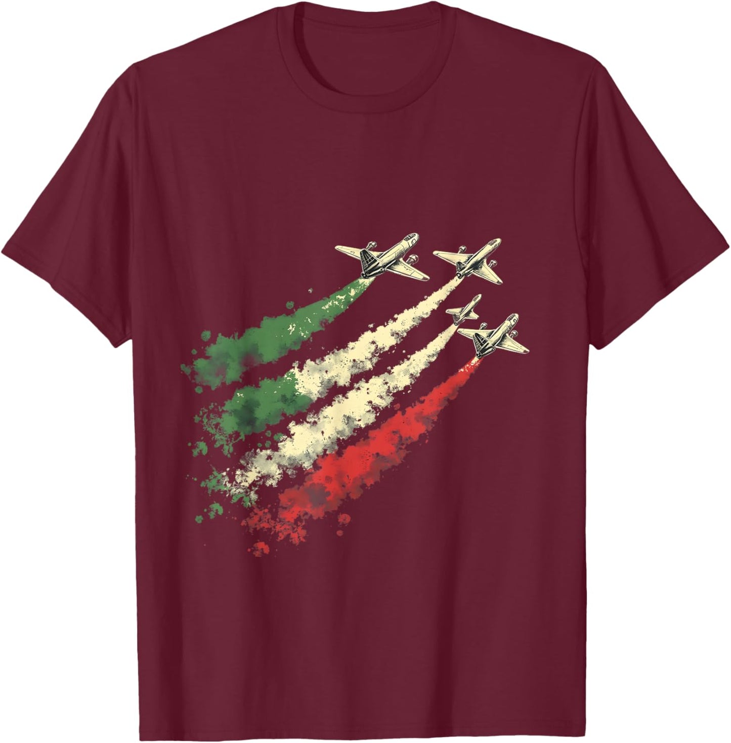 Italienische Luftwaffe Frecce Italien Farbflugzeug T-Shirt - T-Shirt | Maroon