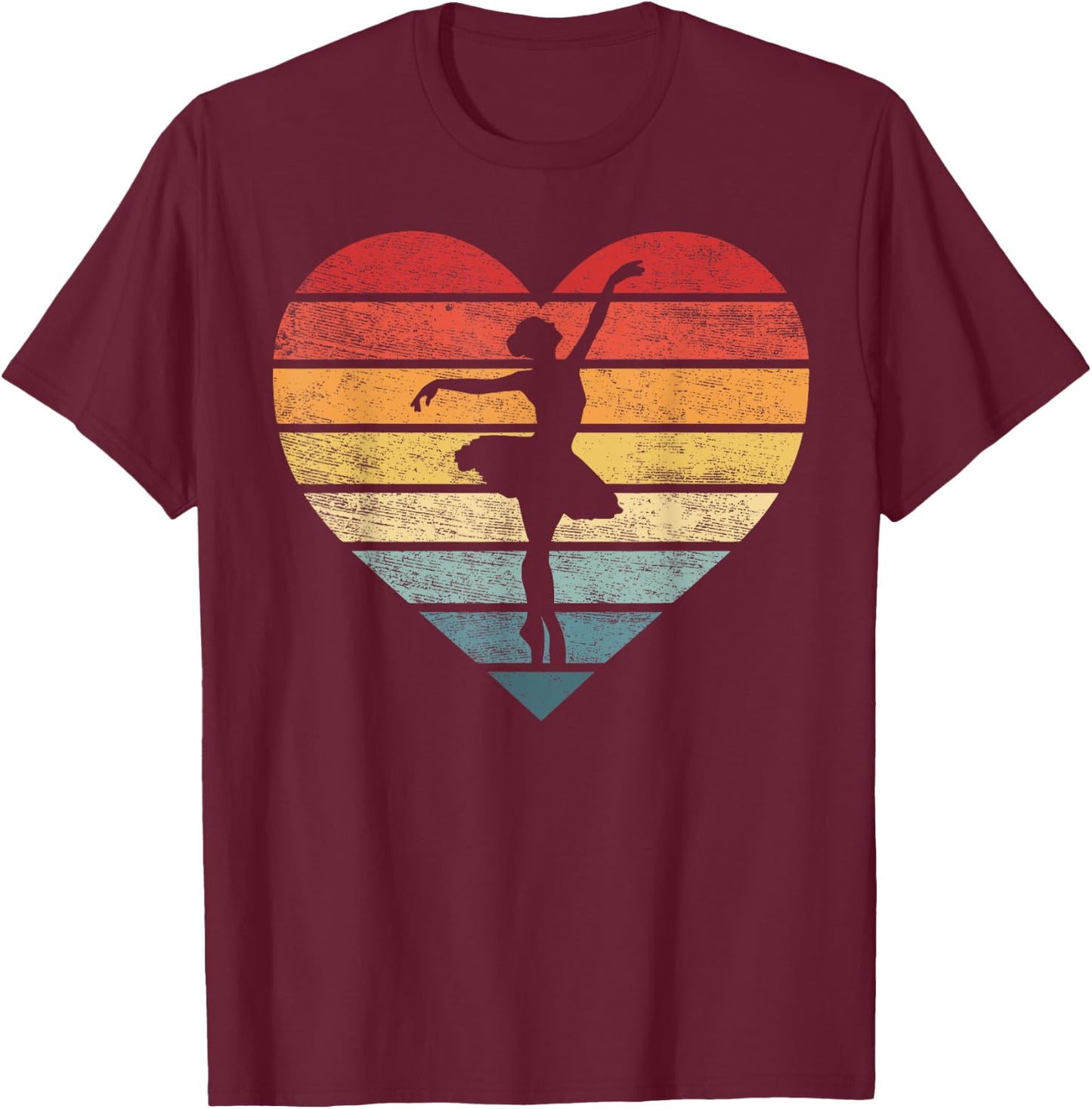Ballerina Gifts Retro Vintage Sunset Ballet Dancer Dancing T-Shirt - T-Shirt | Maroon