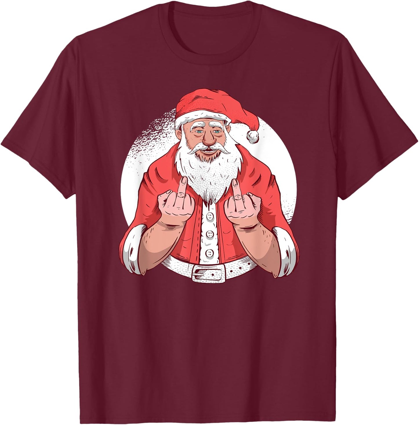 RUDE SANTA says F-ck Off Middle Finger Funny Christmas Meme T-Shirt - T-Shirt | Maroon