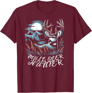 Muledeer Hunter Hunting Novelty Men Women Mule Deer Hunting T-Shirt - T-Shirt | Maroon