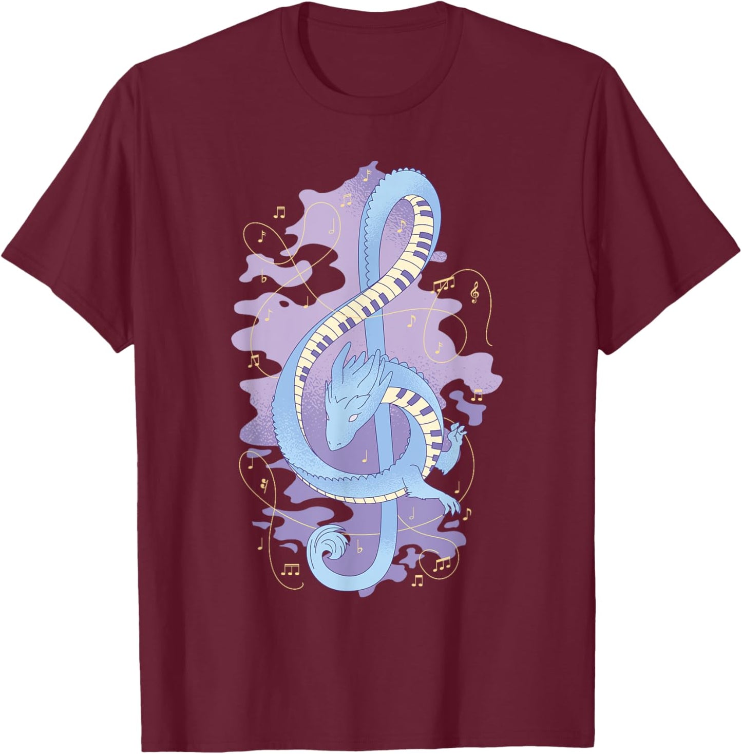 Treble Clef with Dragon T-Shirt - T-Shirt | Maroon