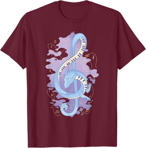 Treble Clef with Dragon T-Shirt - T-Shirt | Maroon