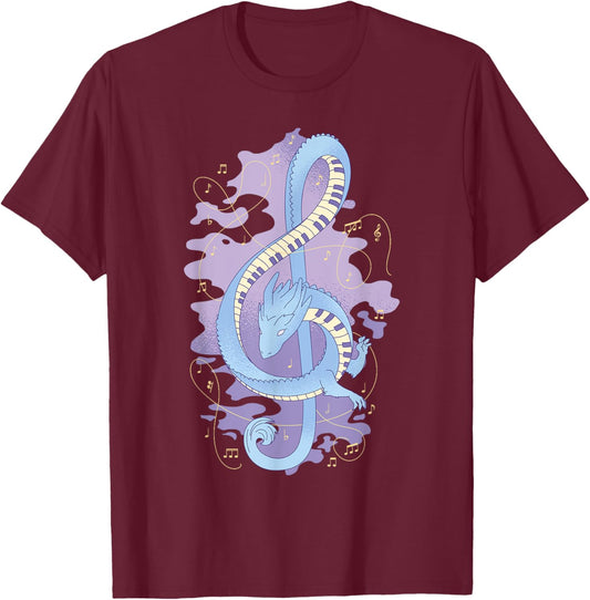Treble Clef with Dragon T-Shirt - T-Shirt | Maroon
