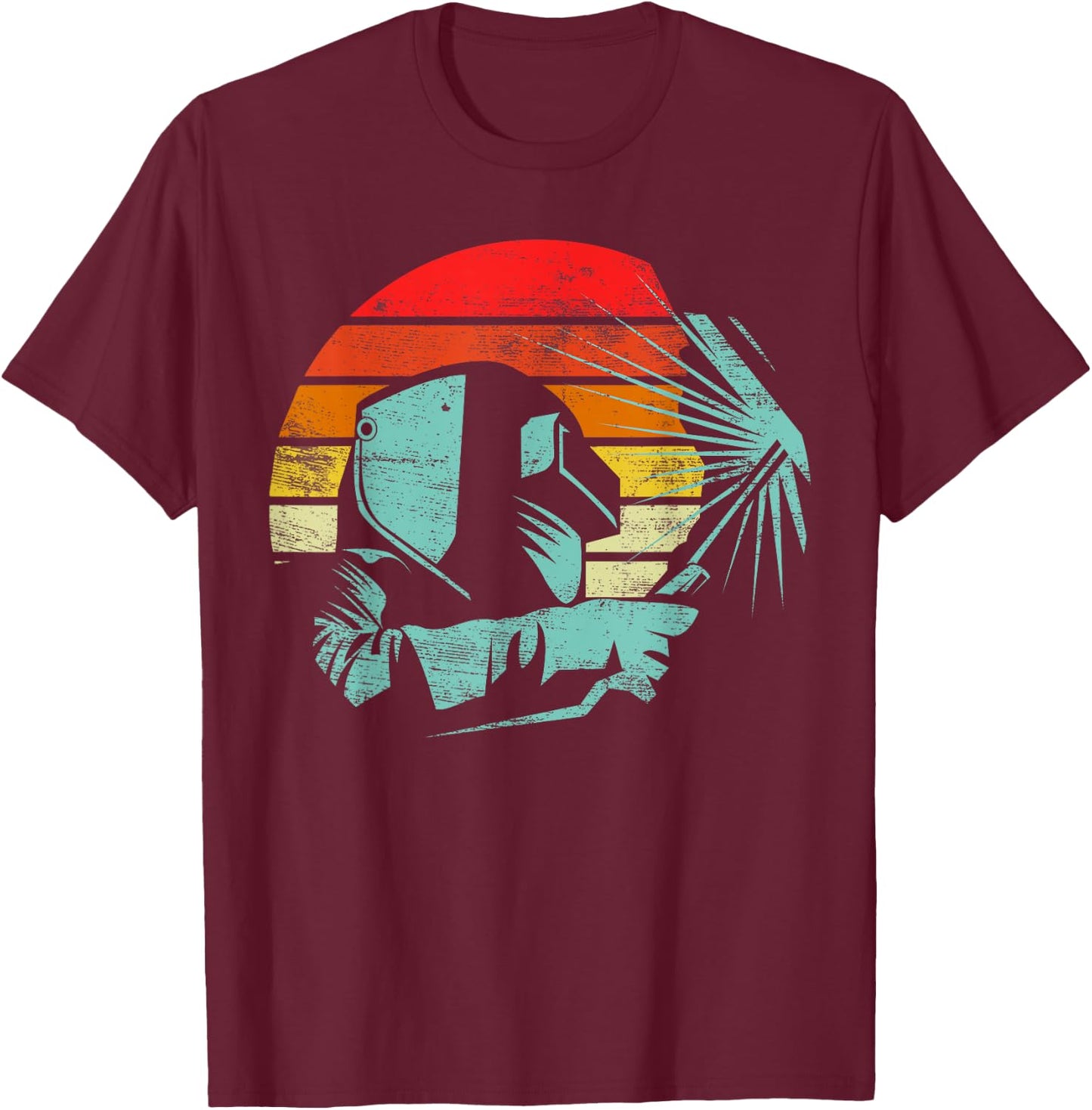 Welder Silhouette Retro Vintage Apparel - Men's Black Short Sleeve Classic Fit - Small T-Shirt - T-Shirt | Maroon